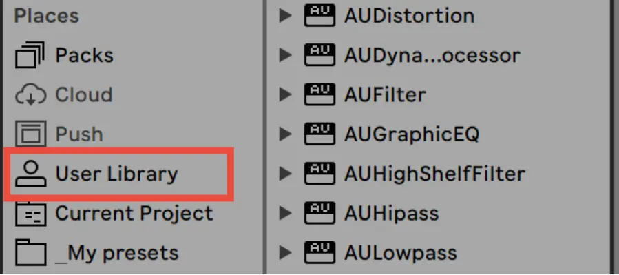 Ableton user library
