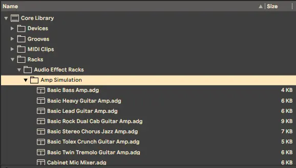 Live Lite Amp Simulation Folder