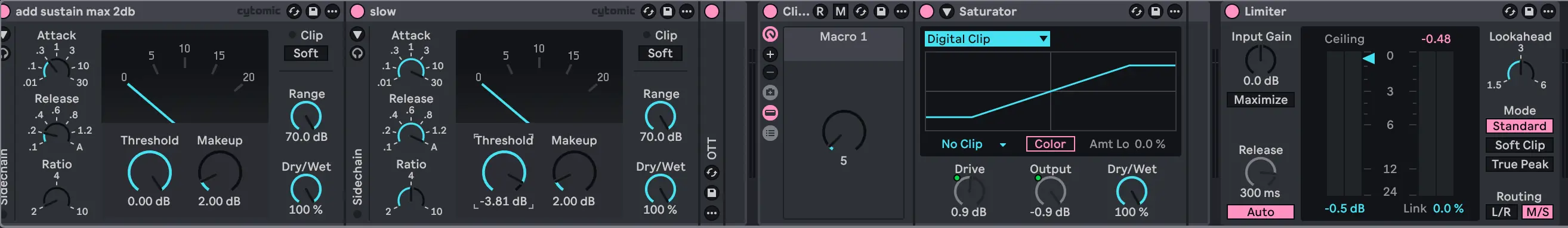 Master chain: compressor, clipper, limiter
