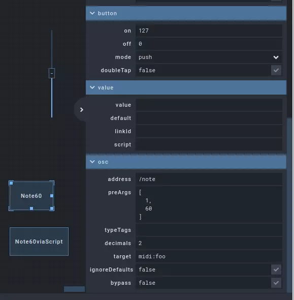 OSC widget MIDI events