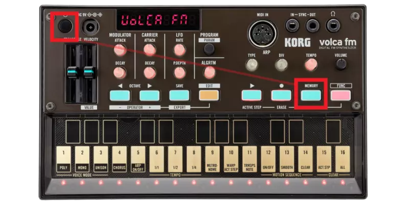 Volca MIDI channel setting